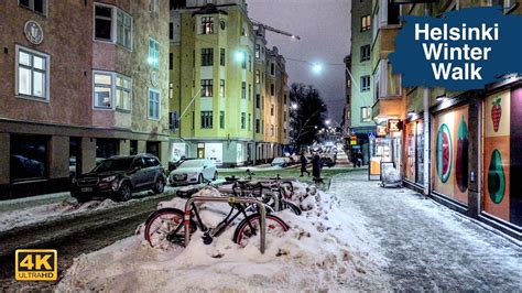 Winter Night Walk In Helsinki City Center 2023 🇫🇮 4k Walk In Finland