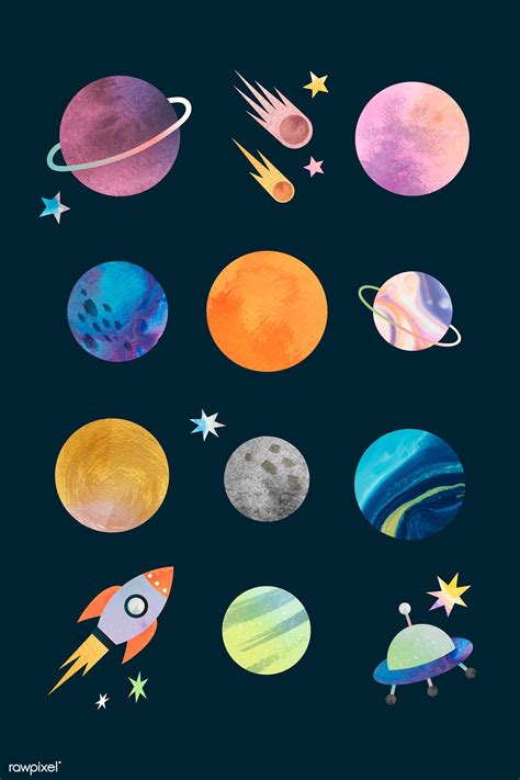 Download Premium Vector Of Colorful Galaxy Watercolor Doodle On Black