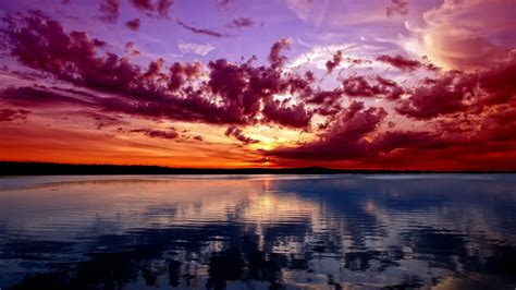 Wallpaper Sunlight Landscape Sunset Sea Reflection Clouds