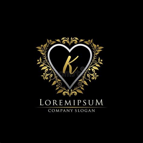 Gold Classy Love Heart K Letter Logo Stock Illustration Illustration
