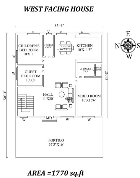 Autocad Drawing File Shows X Beautiful Bhk West Facing House Plan As Per Vastu Shastra