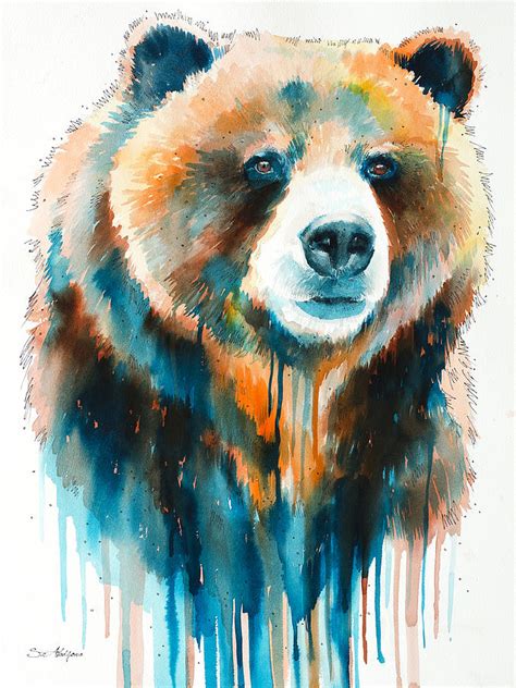 Grizzly Bear Painting By Slavi Aladjova