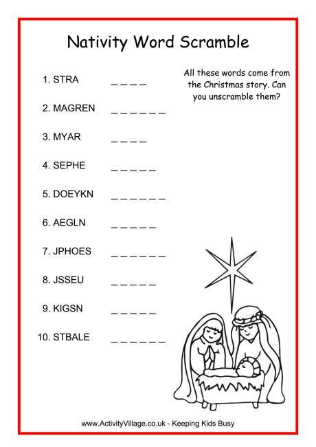 Nativity Word Scramble 1 Homespun Christmas Sunday School Kids