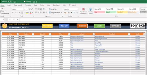 Stock And Inventory Tracker Excel Template In And Out