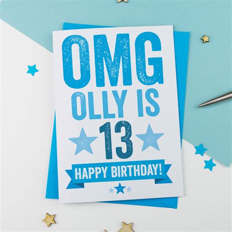 Omg Youre 13 Personalised Birthday Card By A Is For Alphabet