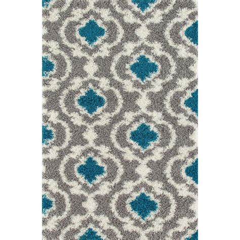 Area rug for living room in brown cream turquoise checked modern style good value, size:5'3 x 7'3. World Rug Gallery Cozy Moroccan Trellis Gray/Turquoise 7 ...