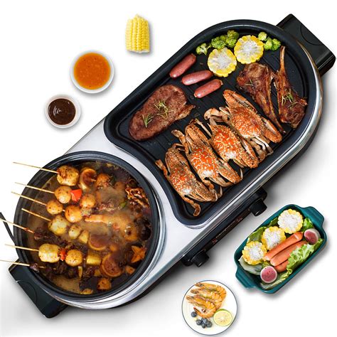 Buy Hot Pot Electric With Grillgriddle Indoor Grill 2 In 1 Korean Bbq