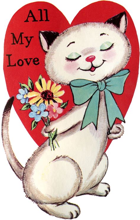 12 Cute Vintage Valentines Animals The Graphics Fairy