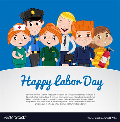 Happy Labor Day Greeting Card With Children Vector Image