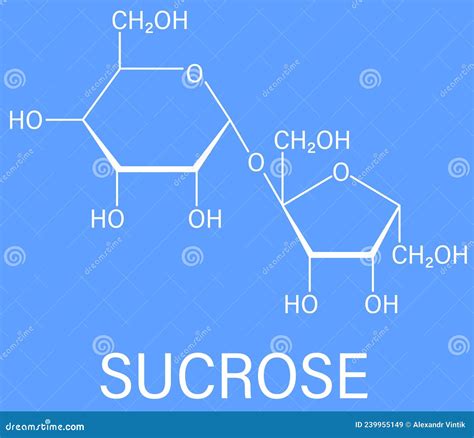 Sucrose Sugar Molecule Structural Chemical Formula And Molecule Model