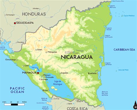 Nicaragua Large Detailed Political Map Large Detailed Political Map Of