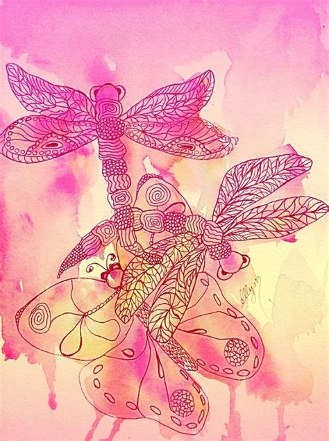 Dragonflies N Butterfly Peach Blush By Ellen Levinson Peach Blush