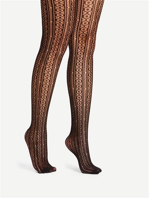 Floral Lace Tights Shein Sheinside