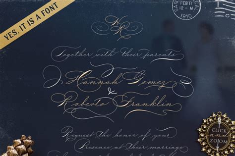 The Wedding Script Font And Invitation By Blessed Print Thehungryjpeg