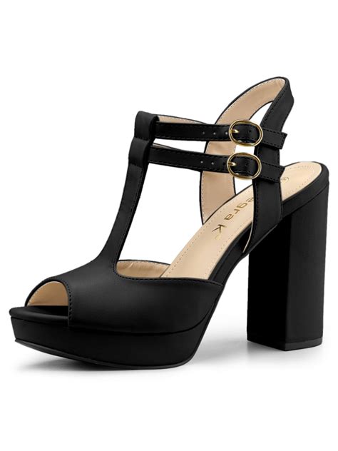 Unique Bargains Allegra K Women S Peep Toe Platform Block Heel Ankle Strap Sandals Walmart