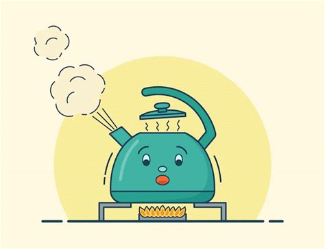 Premium Vector Boiling Kettle Character In Flat Illustration