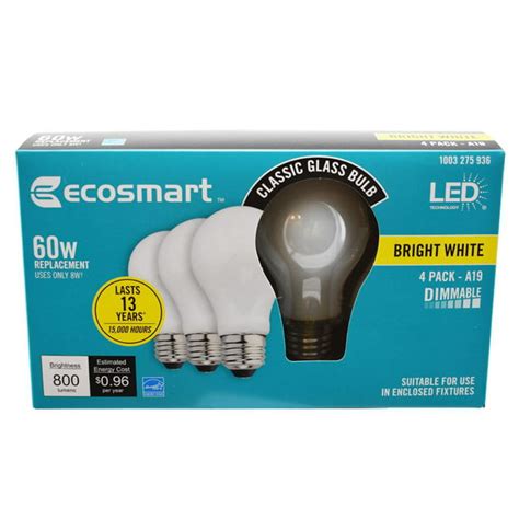 Ecosmart 60 Watt Equivalent A19 Dimmable Energy Star Frosted Filament