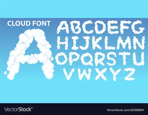 Cloud English Alphabet Font Royalty Free Vector Image