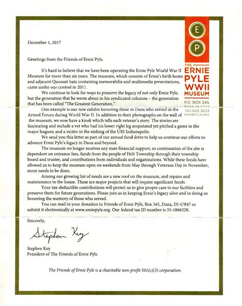 We the undersigned, hereby authorize mr xyz. President's Letter | Ernie Pyle World War II Museum