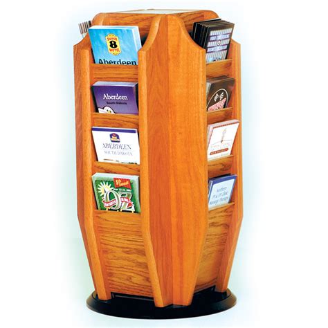 medium oak 16 pocket wood rotating counter top brochure holder buy acrylic displays shop
