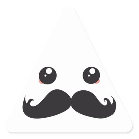 Kawaii With Cute Mustache Triangle Stickers Zazzle