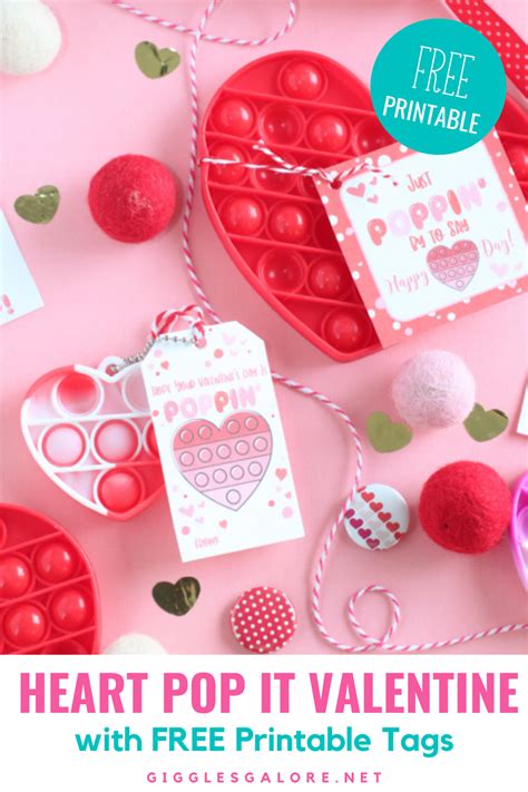 Heart Pop It Valentine With Free Printable Tags Giggles Galore