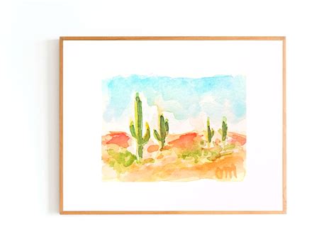 Southwest Desert Watercolor Aceo Original Painting Arizona Etsy