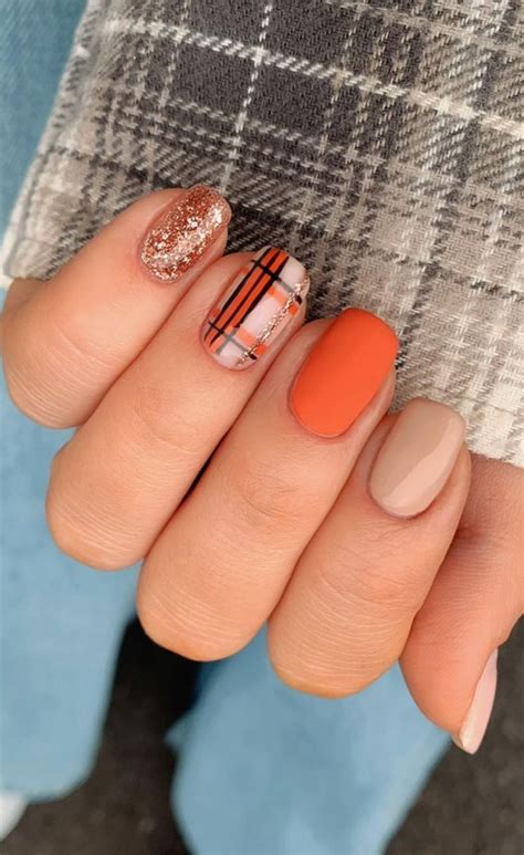 50 Gorgeous Fall Nails Thatre Perfect For Thanksgiving Rust Glitter