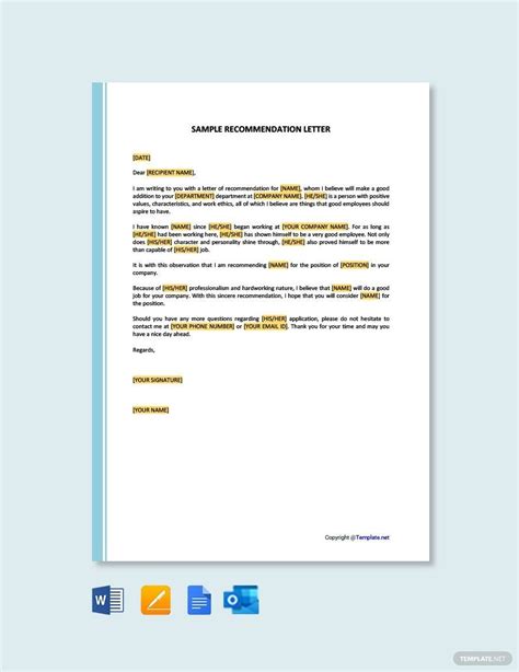 Google Docs Recommendation Letter Template