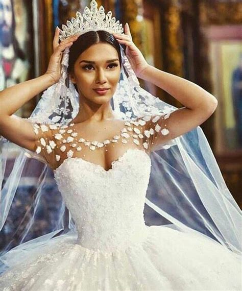 ⊱ɛʂɬཞɛƖƖą⊰ Sheer Wedding Dress Ball Gowns Wedding Dream Wedding Dresses