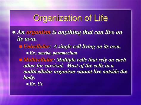 Organization Of Life Ppt Download