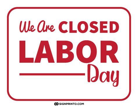 Closed For Labor Day Sign Pdf Free Printable Sign