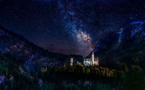 Castle Mountains Hills Architecture Forest Germany Long Exposure
