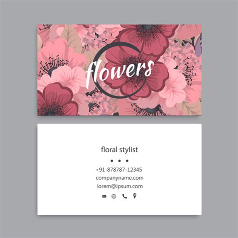 premium vector business card template set with colorful flowers