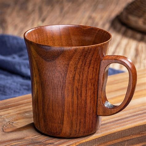 280ml Handmade Wooden Coffee Mug Tea Cup With Handle Wood Etsy