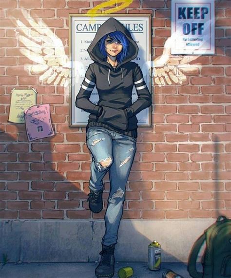 Girl Blue Hair Badass Angel Character Design Girl Cool Anime Pictures Badass Girl Outfits