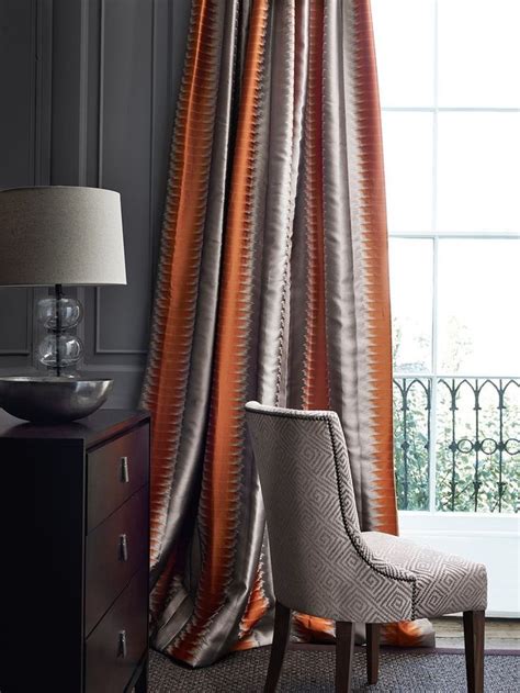 Orange And Grey Striped Curtains In A Fabric By Cowtan And Tout Jane