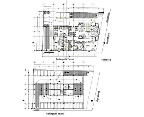 Ground Floor And Terrace Floor Office Plan Autocad File