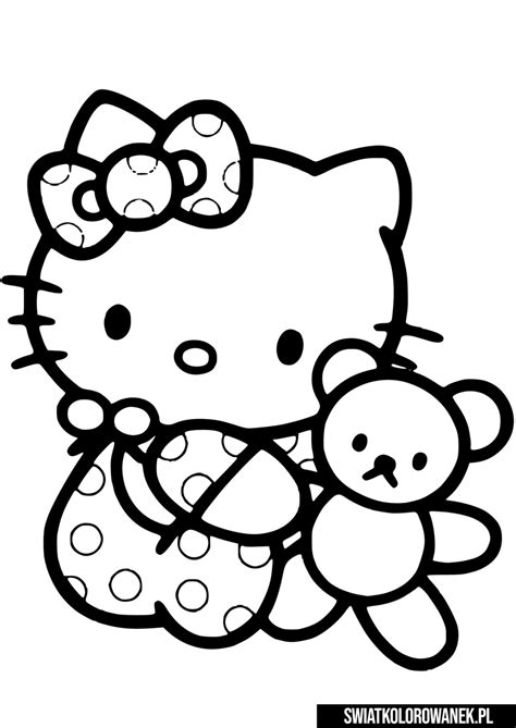 Hello Kitty Kolorowanka Z Misiem Darmowe Kolorowanki Do Druku