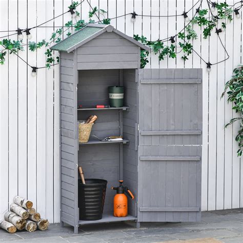 Outsunny Wooden Garden Storage Shed Timber Tool Cabinet Organiser W T