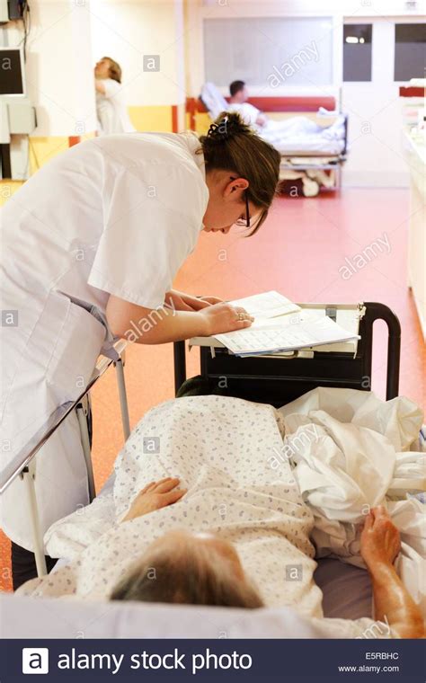 Nurse Attending To A Patient Emergency Department Limoges Hospital