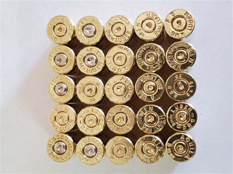 9mm Once Fired Brass Casings Mixed Head Stamps Once Fired Brass Gun