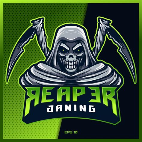 Grim Reaper Ninja Esport Gaming Mascot Logo Template Stock Illustration