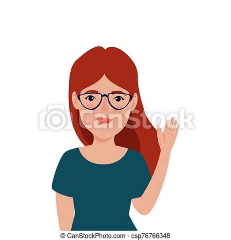 beautiful woman red hair with glasses avatar character vector illustration design canstock