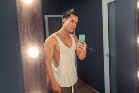 Nice Attractive Man Taking A Selfie In The Mirror Stock Image Image
