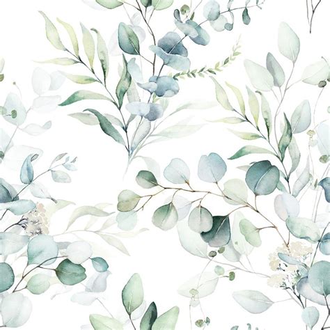 Removable Peel And Stick Wallpaper Green Leaves Branches Etsy