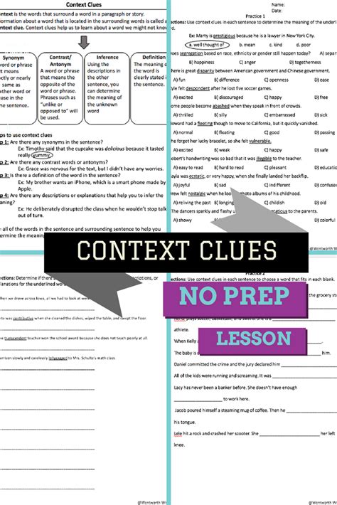Context Clues Activities Reading Comprehension Passages And Questions