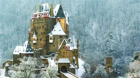 Burg Eltz Castle From Germany Building In Mountains Wallpaper