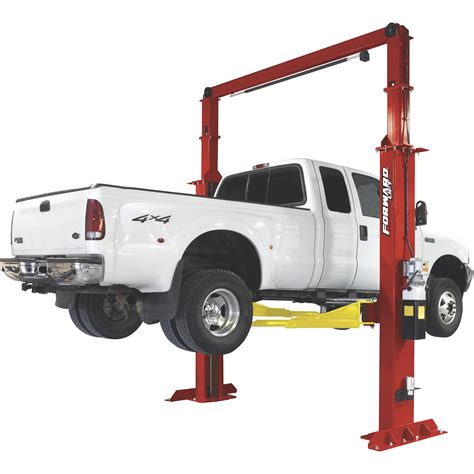 Auto lifts, which are also known as car lifts, are by far a safer option when working under cars, especially compared to using car or truck floor jacks. Forward Lift 2-Post Extended Height Truck Lift — 15,000 Lb. Capacity, 175in. Ceiling Height, Red ...