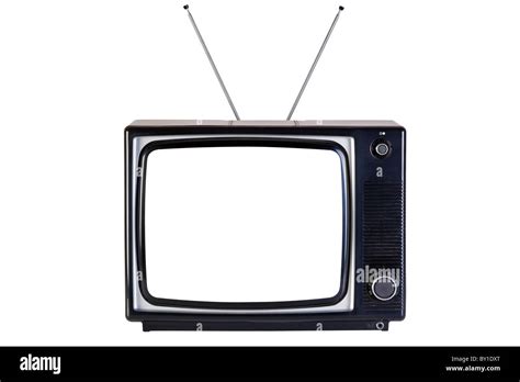 Old Retro Black And White Tv Set Isolated On A White Background With
